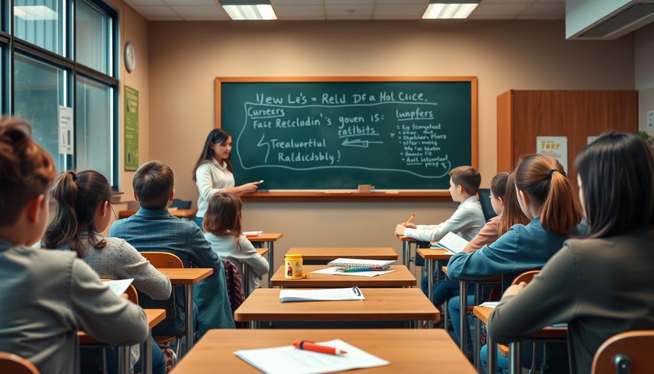 Student using a study guide to organize academic notes